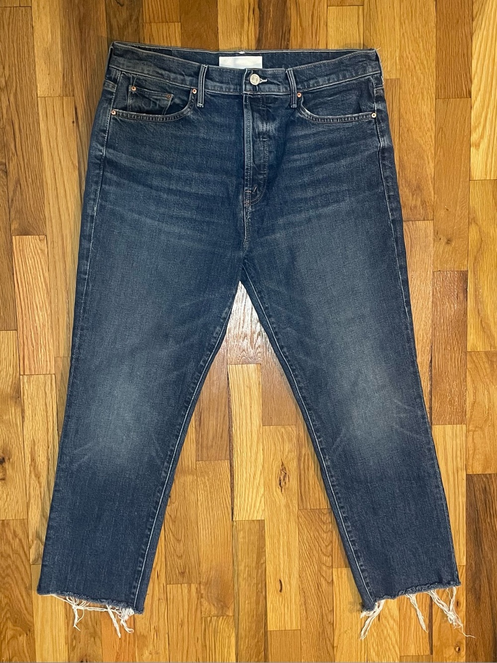 MOTHER Superior The Trickster Ankle Jeans Born To Be Bitten Size 32 Raw Hem